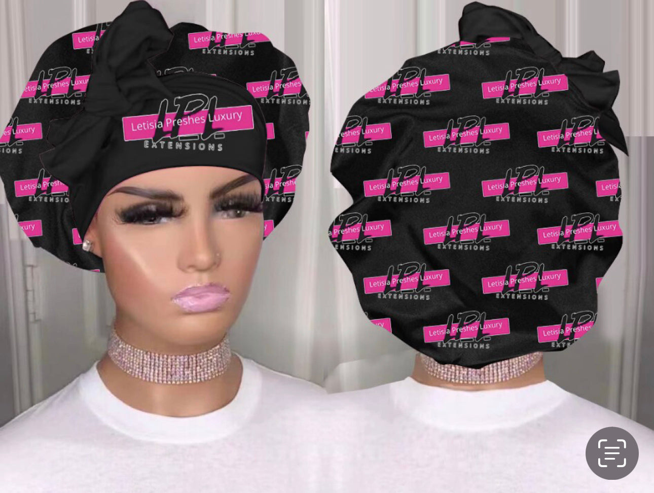 Luxury Black Double-Layer Satin Bonnet – Sleek, Protective & Edge-Friendly